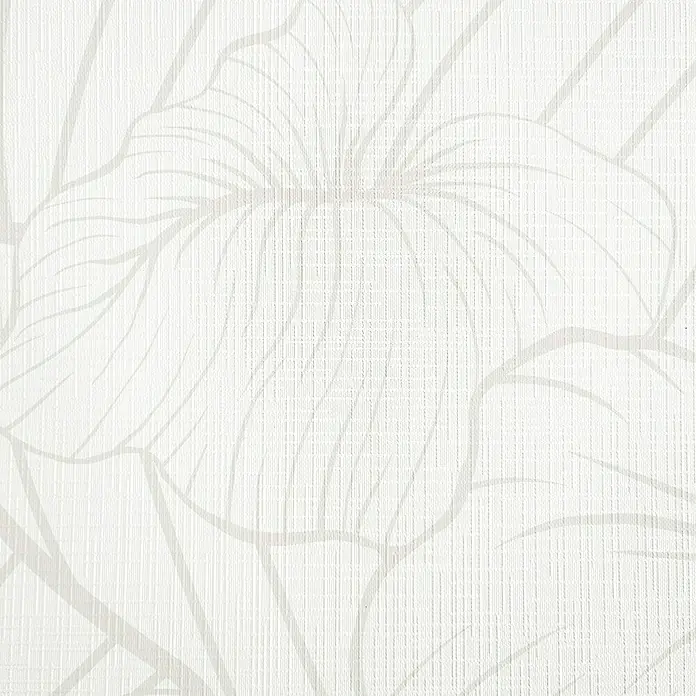 Lámina decorativa autoadhesiva vinílico Premium - 90 x 280 cm, India, Blanco - Primer plano de un papel pintado blanco texturizado con delicados diseños florales, que añade un toque elegante y sutil.