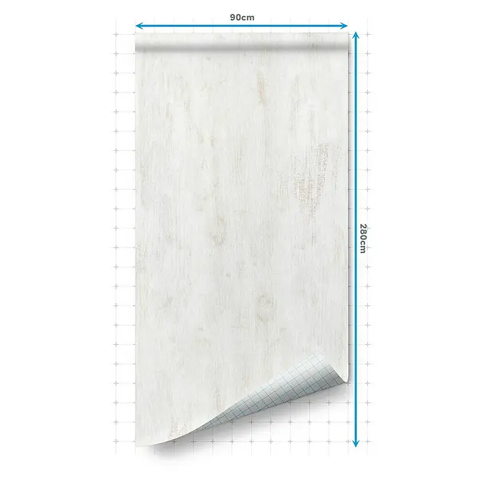 Lámina decorativa autoadhesiva vinílico Premium - 90 x 280 cm, Chalky, Gris - Foto decorativa de un vinilo de pared con aspecto de madera blanca de 90x280cm para una fácil aplicación en paredes, muebles o superficies de vidrio.