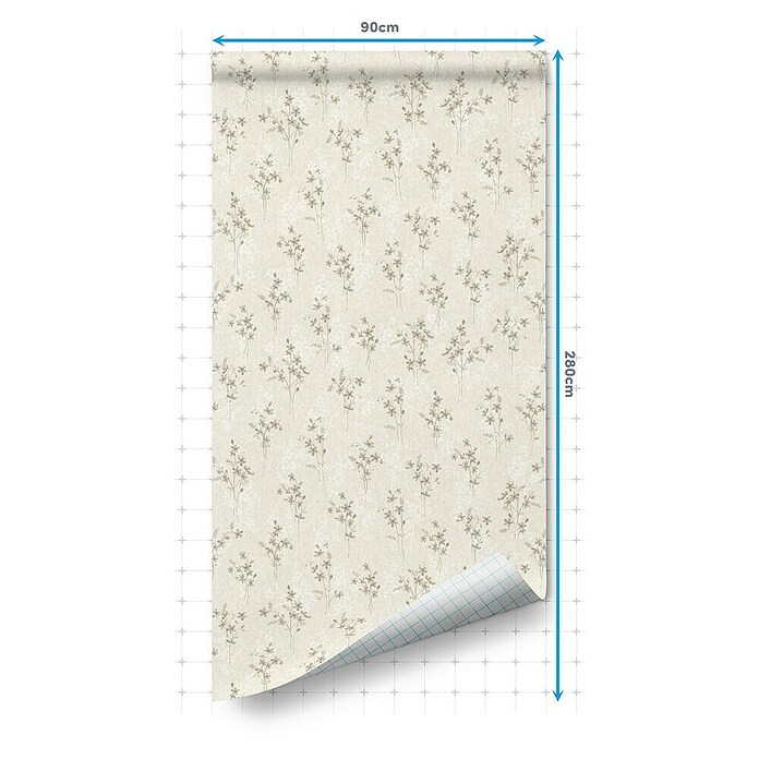 Rollo adhesivo vinílico Premium (280 x 90 cm, Fiore, Beige, Autoadhesivo) | BAUHAUS