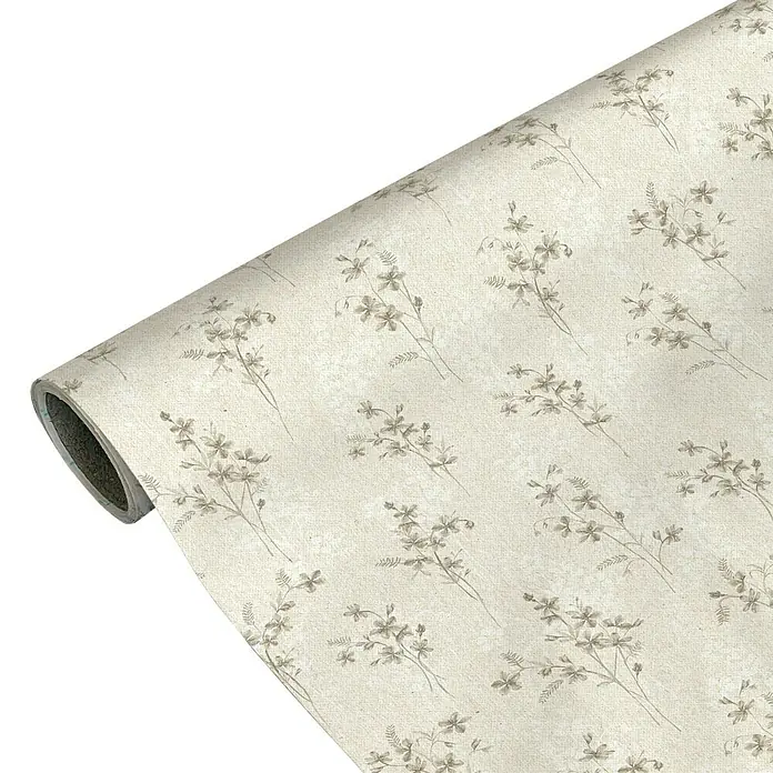 Lámina decorativa autoadhesiva vinílico Premium - 90 x 280 cm, Fiore, Beige - Rollo de papel pintado con estampado floral en tonos suaves, ideal para un diseño de interiores tranquilo y elegante.