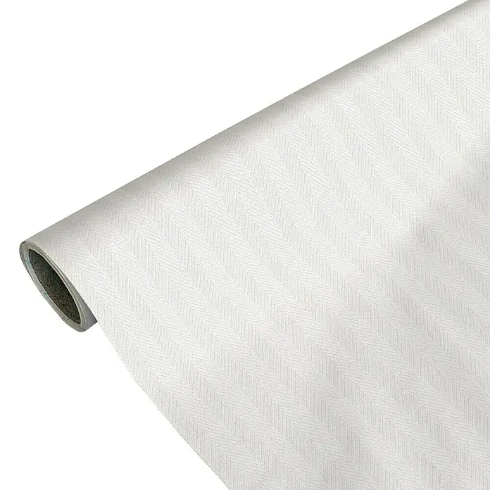 Lámina decorativa autoadhesiva vinílico Premium - 90 x 280 cm, Calma, Blanco - Un rollo de papel blanco con diseño, perfecto para proyectos creativos y embalajes elegantes. Material versátil y de alta calidad.