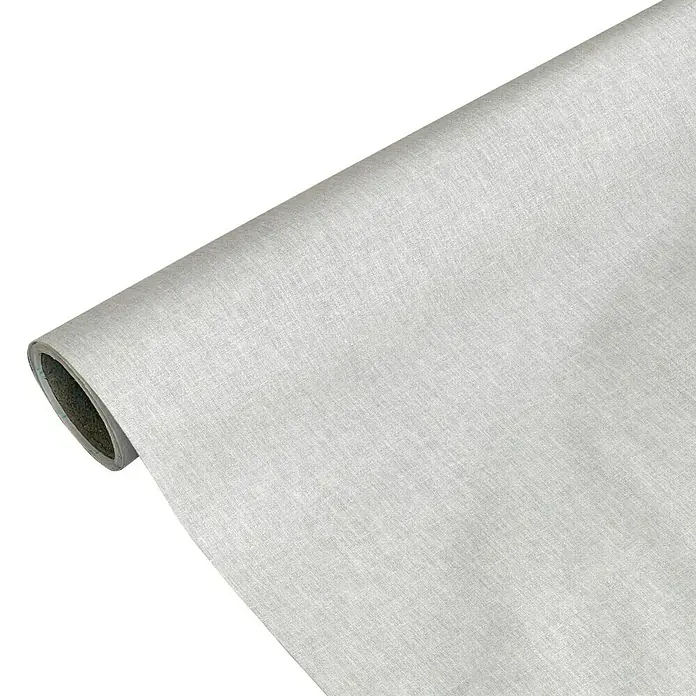 Lámina decorativa autoadhesiva vinílico Premium - 90 x 280 cm, Lienzo, Gris - Un trozo de tela enrollado en un tono neutro, ideal para una variedad de proyectos de diseño y para personalizar espacios habitables.