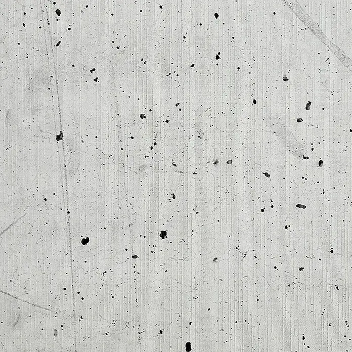 Lámina decorativa autoadhesiva vinílico Premium - 90 x 280 cm, Hormigón, Gris - Primer plano de una pared de concreto con pequeños agujeros y líneas verticales, mostrando una textura áspera y estética industrial.
