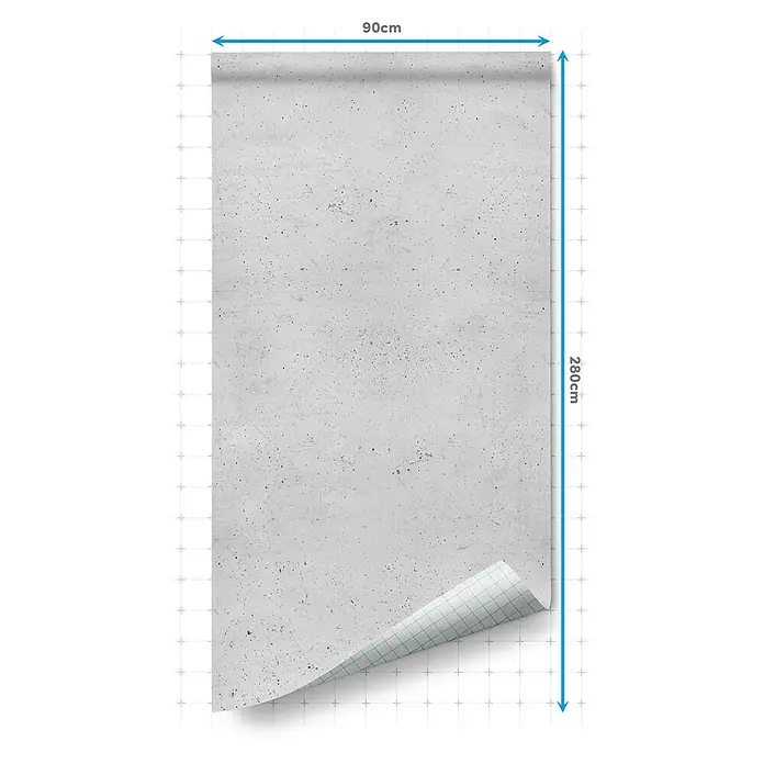 Lámina decorativa autoadhesiva vinílico Premium - 90 x 280 cm, Hormigón, Gris - Papel pintado de hormigón con dimensiones de 90 cm de ancho y 280 cm de largo. El papel pintado tiene un aspecto de hormigón realista.