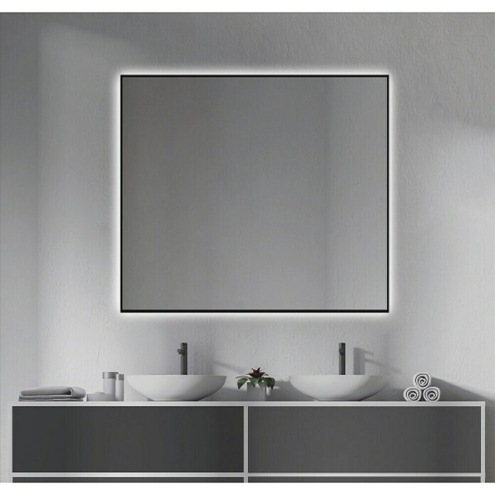 Camargue Espejo con luz Leah (60 x 80 cm, Negro) | BAUHAUS