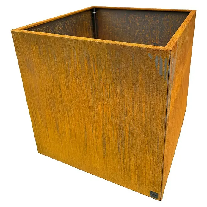 Recal Pflanzkübel eckig Corten - Außenmaß (L x B x H): 80 x 80 x 80 cm, Stahl, Braun - Quadratischer Pflanzkübel aus Cortenstahl.