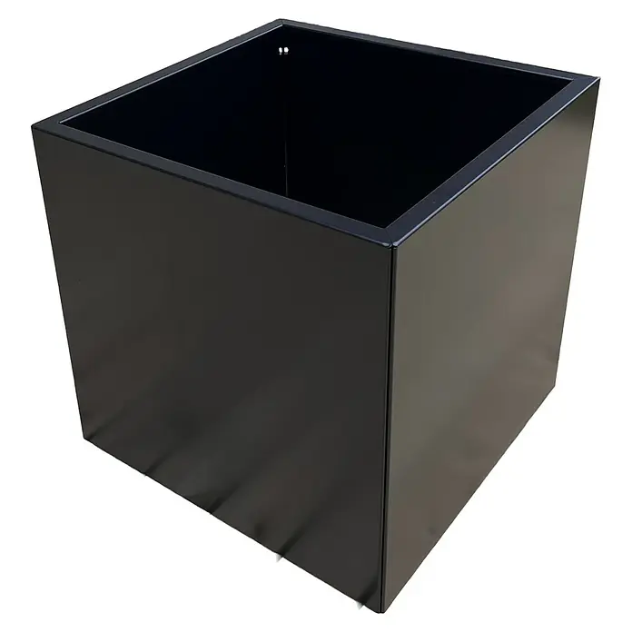 Recal Pflanzkübel eckig - Außenmaß (L x B x H): 55 x 55 x 55 cm, Stahl, Schwarz - Eleganter schwarzer quadratischer Metallpflanzkübel.