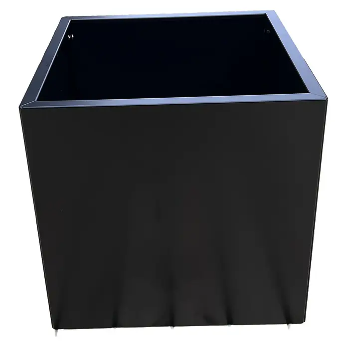 Recal Pflanzkübel eckig - Außenmaß (L x B x H): 55 x 55 x 55 cm, Stahl, Schwarz - Schwarzmetallener konischer quadratischer Pflanzkübel.