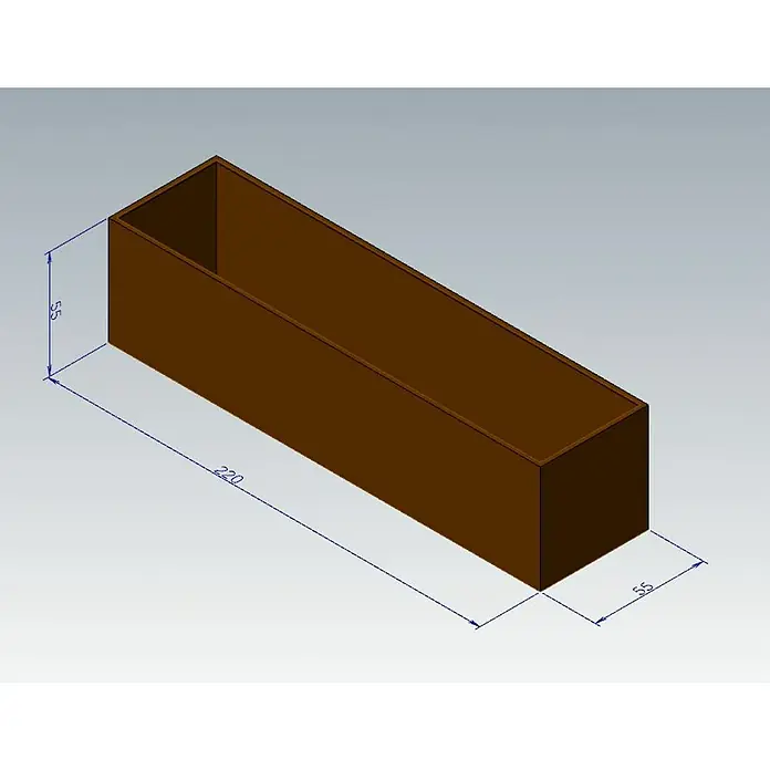 Recal Pflanzkübel eckig Corten - Außenmaß (L x B x H): 220 x 55 x 55 cm, Stahl, Braun - Brauner, rechteckiger, oben offener Behälter, Maße 220x55x55 mm, für Lagerung oder als Pflanzgefäß.