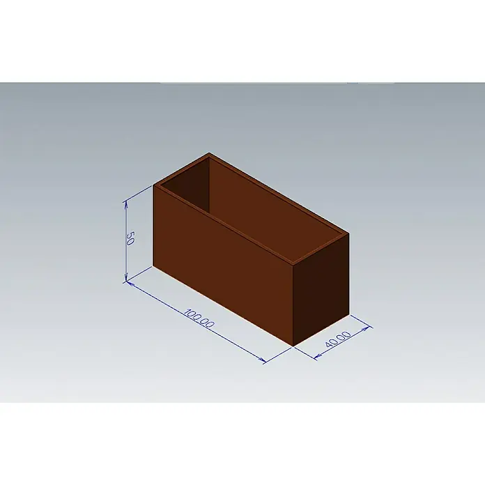 Recal Pflanzkübel eckig Corten - Außenmaß (L x B x H): 100 x 40 x 50 cm, Stahl, Braun - Brauner, rechteckiger offener Behälter, Maße 100x40x50.
