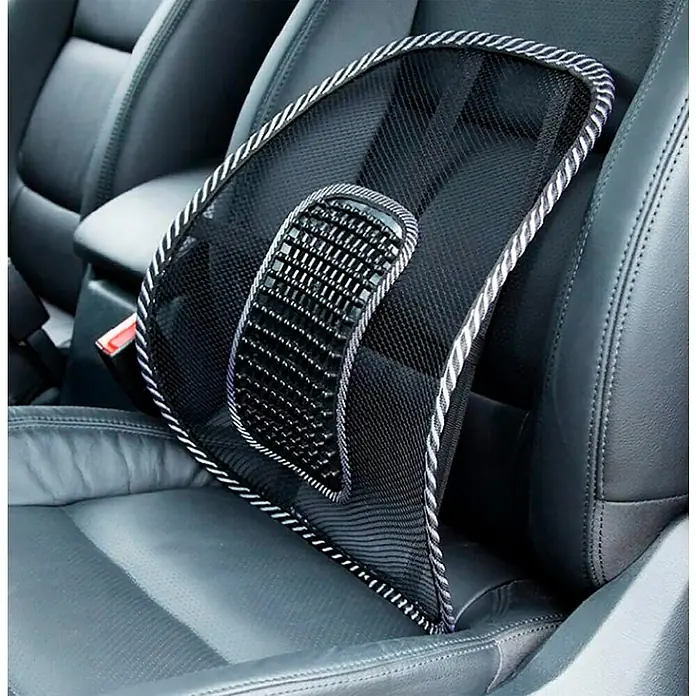 Fulmo Soporte lumbar - Negro, Ergonómico - Soporte lumbar de malla negra con puntos de acupresión para reducir el dolor de espalda. Apto para asiento de coche y silla de oficina.