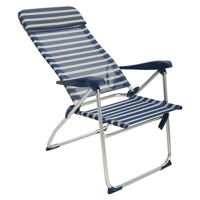 Silla de camping Nora (L x An x Al: 66 x 63 x 112 cm, Azul/Blanco, Aluminio/Textiline) | BAUHAUS