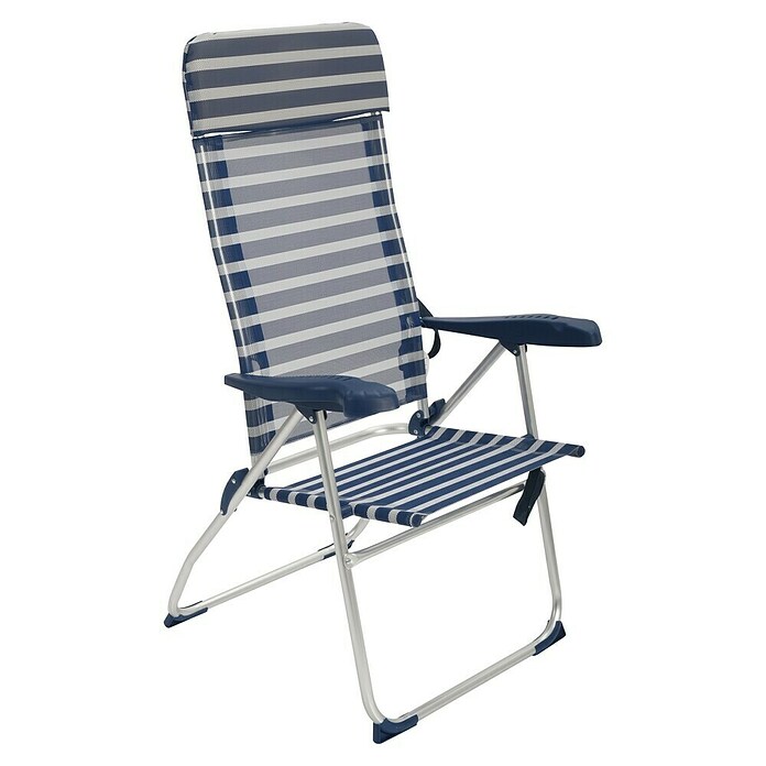 Silla de camping Nora (L x An x Al: 66 x 63 x 112 cm, Azul/Blanco, Aluminio/Textiline) | BAUHAUS