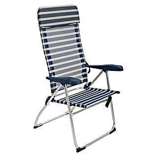 Silla de camping Nora (L x An x Al: 66 x 63 x 112 cm, Azul/Blanco, Aluminio/Textiline)