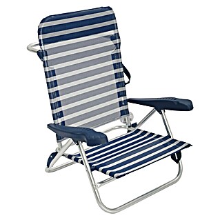 Silla de camping Nora (L x An x Al: 57 x 67 x 85 cm, Azul/Blanco, Aluminio/Textiline)