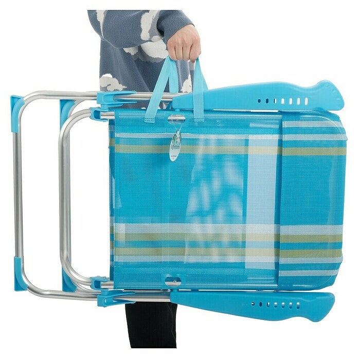 Silla de camping Nora (L x An x Al: 65 x 62 x 95 cm, Azul/Blanco, Aluminio/Textiline) | BAUHAUS