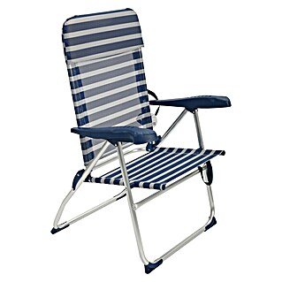 Silla de camping Nora (L x An x Al: 65 x 62 x 95 cm, Azul/Blanco, Aluminio/Textiline)