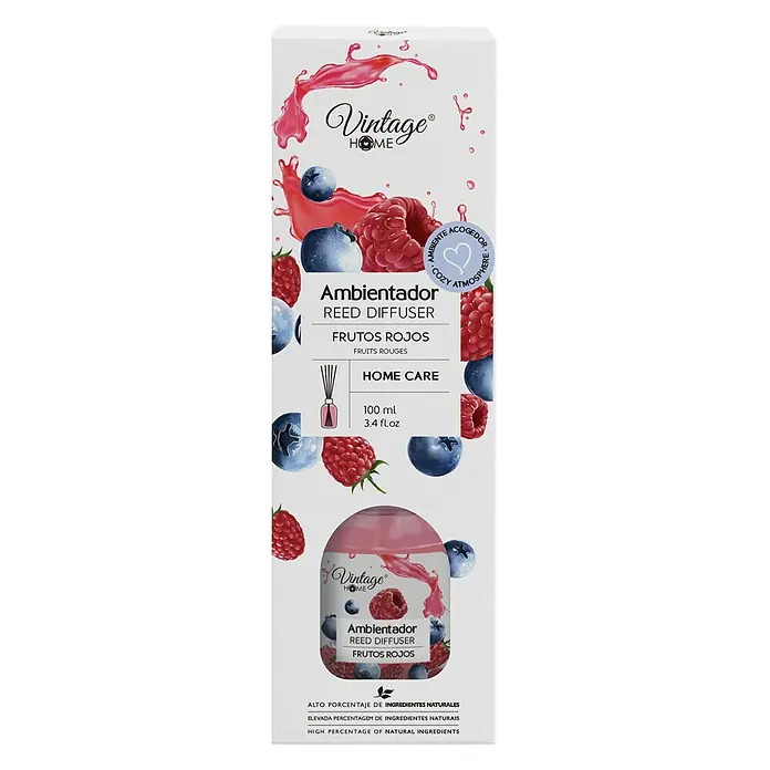 Fragancia para el hogar Mikado - Frutos rojos, 100 ml - Paquete de difusor de aroma de caña Vintage Home "Frutos Rojos" que promete un ambiente acogedor.
