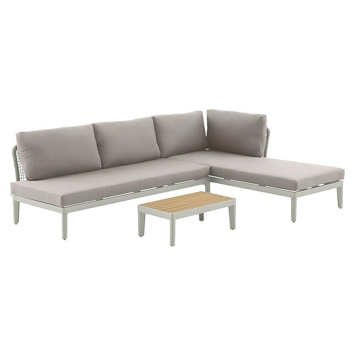 Sunfun Komplet lounge pohištva Ronda  (3 -del., Prašno barvan aluminij, olefin, Sivobež) | 8303 - Loungeset | ICAE - Sommermöbel Loungemöbel | ICA - Sommermöbel | IC - Freizeit im Garten | I - Stadtgarten | BAUHAUS