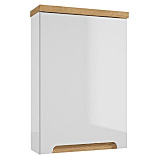 Hängeschrank Space System (B x T x H: 40 x 15 x 60 cm, Weiß/Eiche, Glänzend)
