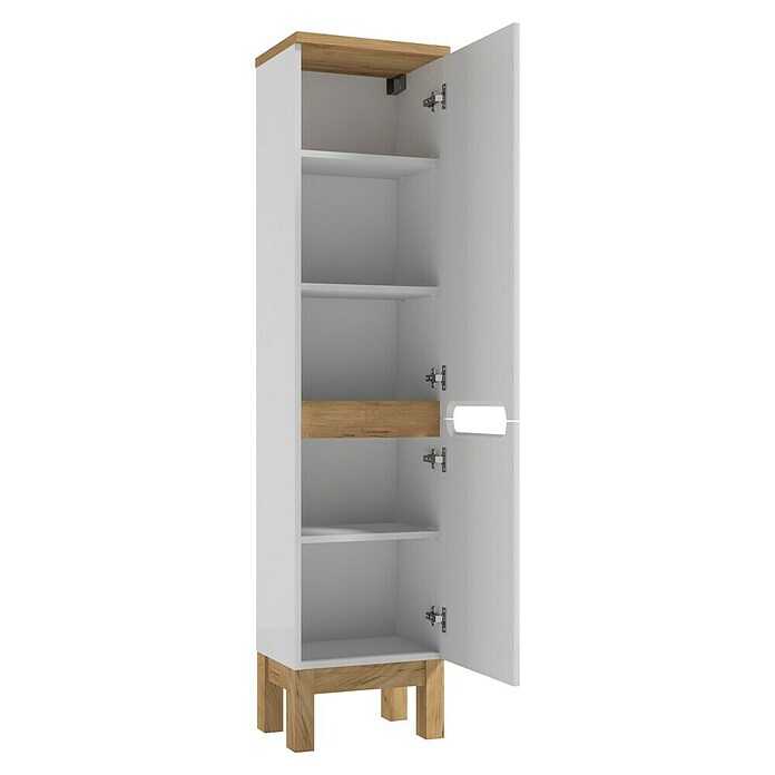 Hochschrank Space System (B x T x H: 40 x 32 x 173 cm, Weiß/Eiche, Glänzend) | BAUHAUS