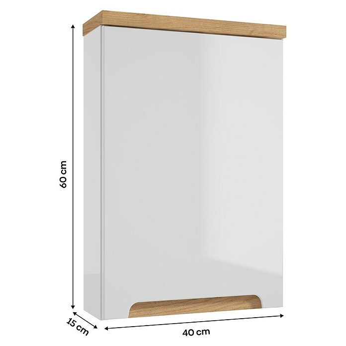 Hängeschrank Space System (B x T x H: 40 x 15 x 60 cm, Weiß/Eiche, Glänzend) | BAUHAUS