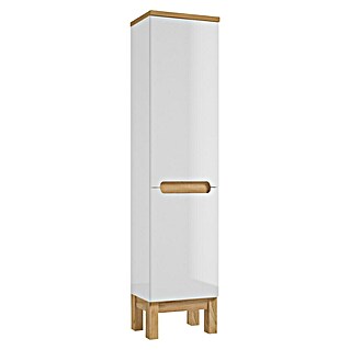 Hochschrank Space System (B x T x H: 40 x 32 x 173 cm, Weiß/Eiche, Glänzend)