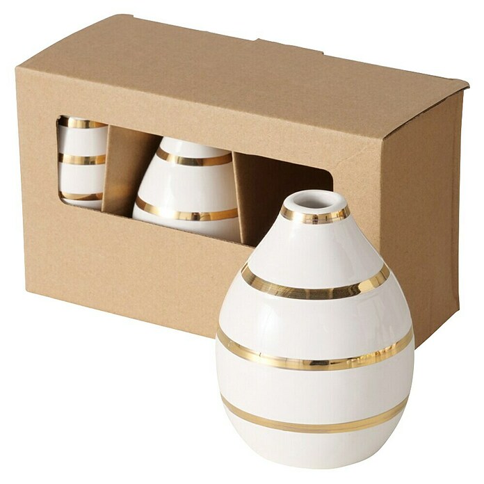 Boltze Vase Oro (Ø x H: 9 x 12 cm, Keramik, Weiß,Gold) | BAUHAUS