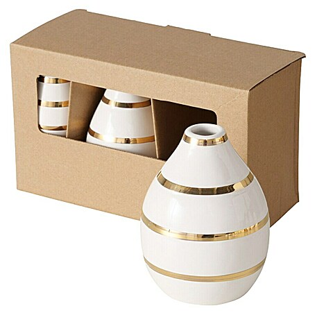 Boltze Vase Oro (Ø x H: 9 x 12 cm, Keramik, Weiß,Gold)