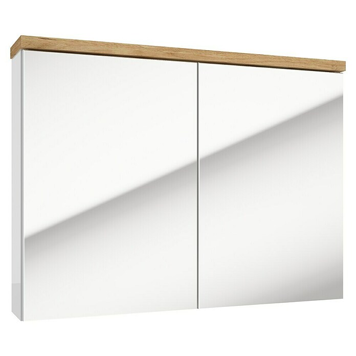 Spiegelschrank Space System (B x H: 80 x 60 cm, Holz, Weiß/Eiche) | BAUHAUS
