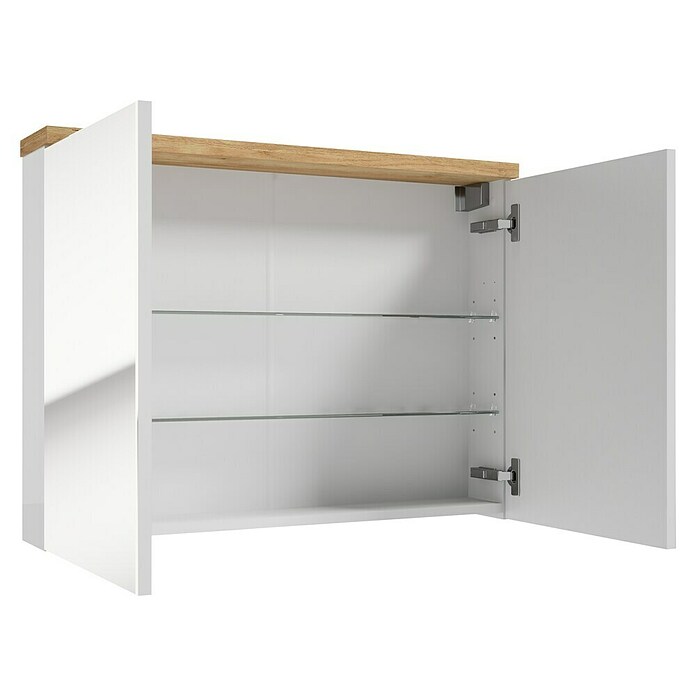 Spiegelschrank Space System (B x H: 80 x 60 cm, Holz, Weiß/Eiche) | BAUHAUS