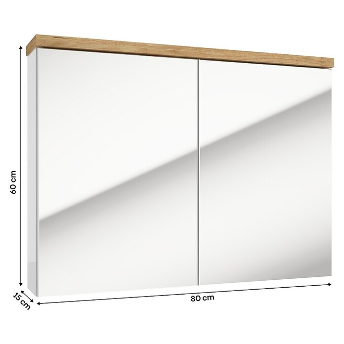 Spiegelschrank Space System (B x H: 80 x 60 cm, Holz, Weiß/Eiche) | BAUHAUS