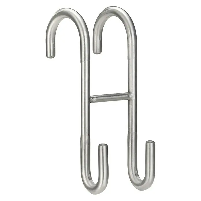 Camargue Paris Doppelhaken - 2 Stk., Edelstahl, Gebürstet - Ein doppelter Türhänger aus gebogenem Metall mit Haken oben und unten, ideal für zusätzlichen Stauraum.
