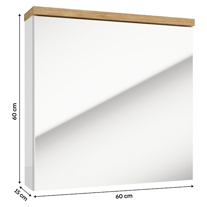 Spiegelschrank Space System (B x H: 60 x 60 cm, Holz, Weiß/Eiche) | BAUHAUS