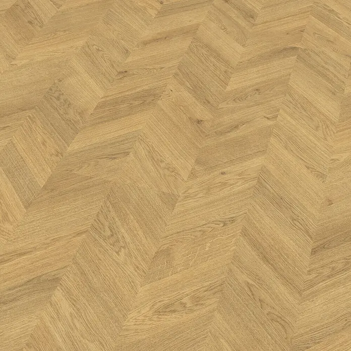 Egger Laminatmuster NatureSense - 297 x 327 x 8 mm, Fischgrät, Weinburg Eiche hell - Helles Parkett im Fischgrätmuster. Das warme Holzdesign verleiht jedem Raum eine natürliche und einladende Atmosphäre. Perfekt für stilvolle Bodenbeläge.