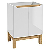Badmöbel-Set Space System (61 cm, Weiß/Eiche, Glänzend, Mit Türen) | BAUHAUS