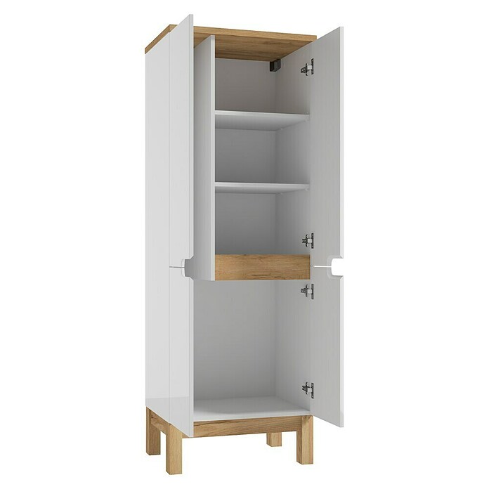 Hochschrank Space System (B x T x H: 60 x 46 x 173 cm, Weiß/Eiche, Glänzend) | BAUHAUS
