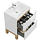 Badmöbel-Set Space System (61 cm, Weiß/Eiche, Glänzend, Mit Schubladen) | BAUHAUS