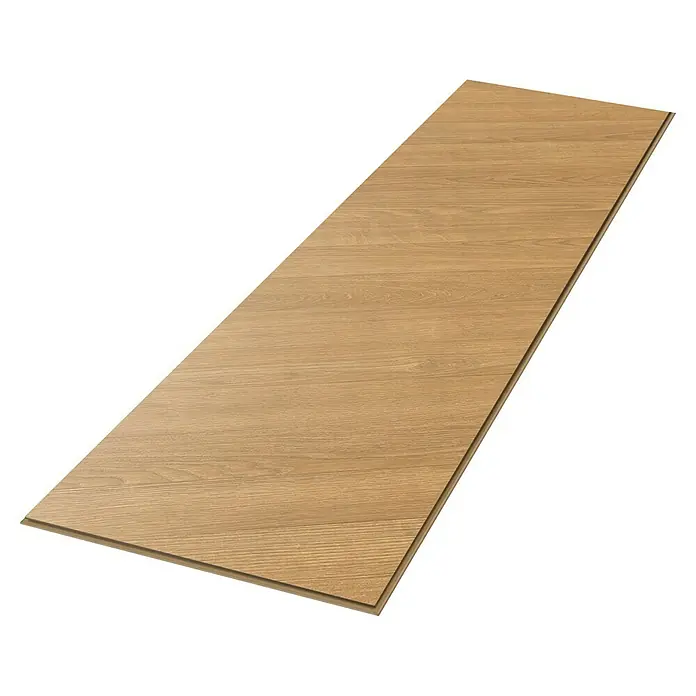 Egger Laminat NatureSense Skanderborg - Skanderborg Eiche honig, Sonstige, 1.292 x 327 x 8 mm - Ein einzelnes Laminatpaneel in hellem Holzton, das die natürliche Holzmaserung und die einfache Verlegung des Laminats hervorhebt.
