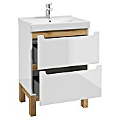 Badmöbel-Set Space System (61 cm, Weiß/Eiche, Glänzend, Mit Schubladen) | BAUHAUS