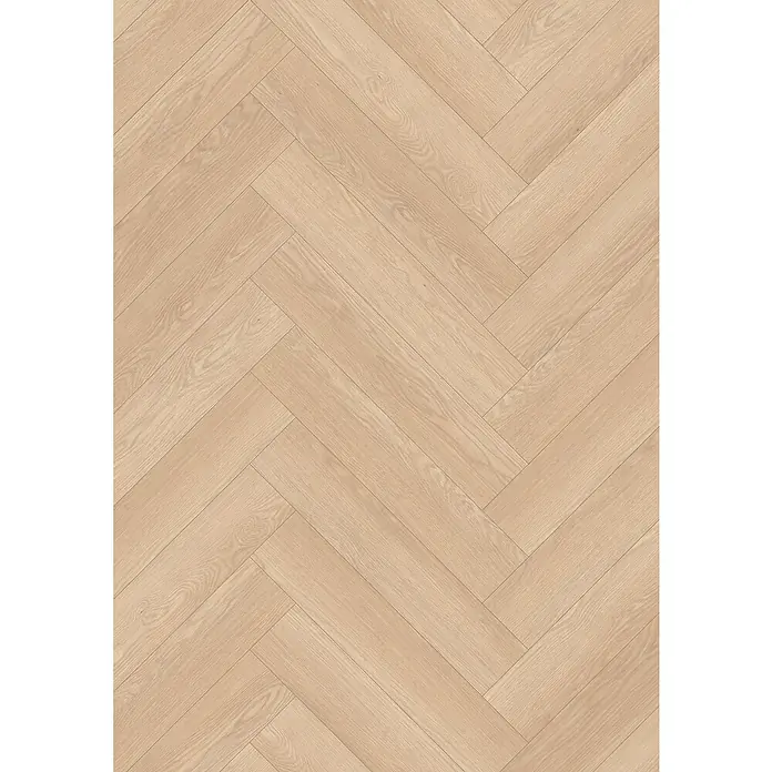 Egger Laminat NatureSense Herringbone - Baronia Eiche sand, Fischgrät, 840 x 168 x 8 mm - Helle, moderne Holzfußboden-Textur im Fischgrätmuster. Natürliche Optik und warme Ausstrahlung für stilvolle Innenräume.