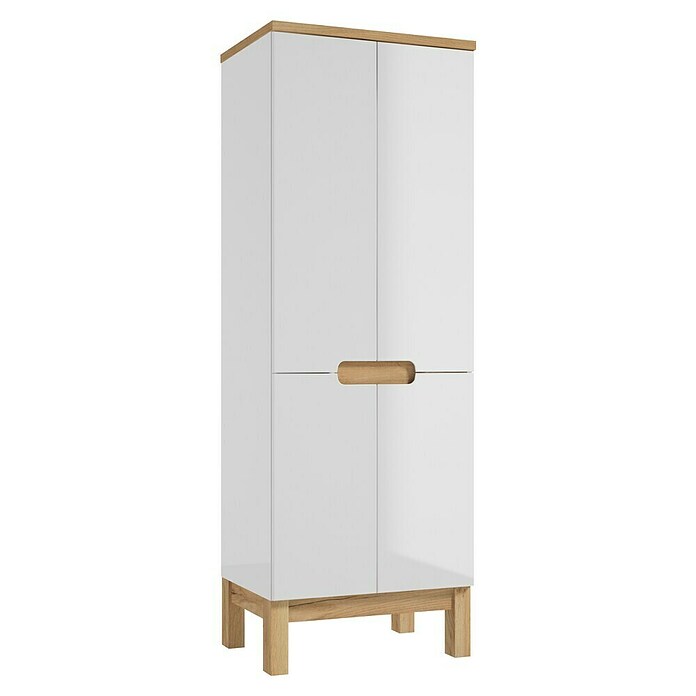 Hochschrank Space System (B x T x H: 60 x 46 x 173 cm, Weiß/Eiche, Glänzend) | BAUHAUS