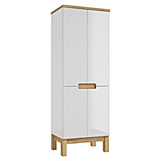 Hochschrank Space System (B x T x H: 60 x 46 x 173 cm, Weiß/Eiche, Glänzend)