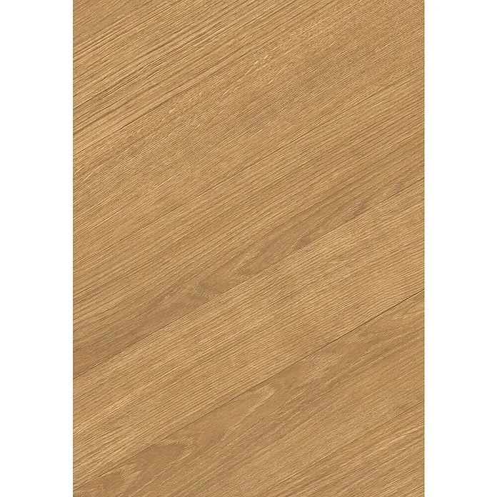 Egger Laminatmuster NatureSense - 297 x 327 x 8 mm, Fischgrät, Skanderborg Eiche honig - Detailaufnahme eines Laminatbodens in warmen Holztönen, der eine gemütliche und einladende Atmosphäre ausstrahlt.