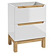 Badmöbel-Set Space System (61 cm, Weiß/Eiche, Glänzend, Mit Schubladen) | BAUHAUS