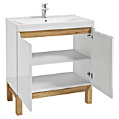 Badmöbel-Set Space System (81 cm, Weiß/Eiche, Glänzend, Mit Türen) | BAUHAUS