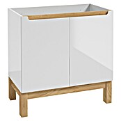 Badmöbel-Set Space System (81 cm, Weiß/Eiche, Glänzend, Mit Türen) | BAUHAUS