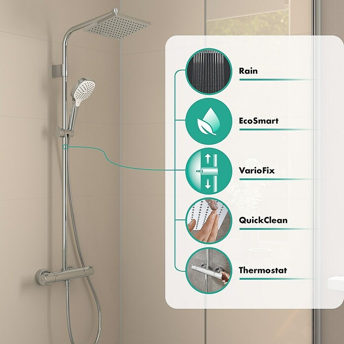 Hansgrohe Duschsystem Moventa E 230 + JBL Box GRATIS (Anzahl Strahlarten: 1 Stk., Chrom) | BAUHAUS