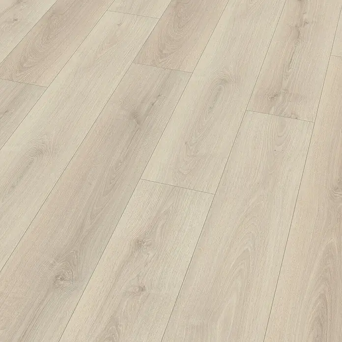 Egger Laminat NatureSense - Elton Eiche weiss, Landhausdiele, 1.292 x 193 x 8 mm - Ein helles, modernes Laminat mit Holzstruktur, das eine warme und einladende Atmosphäre schafft. Perfekt für jeden Raum!