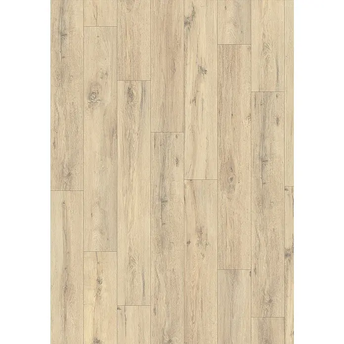 Egger Laminat NatureSense - Parkett Eiche, Landhausdiele, 1.292 x 193 x 8 mm - Bodenbelag aus hellem Holzimitat, ideal für ein gemütliches Interieur. Die Holzdielenstruktur verleiht dem Raum Wärme und Eleganz.